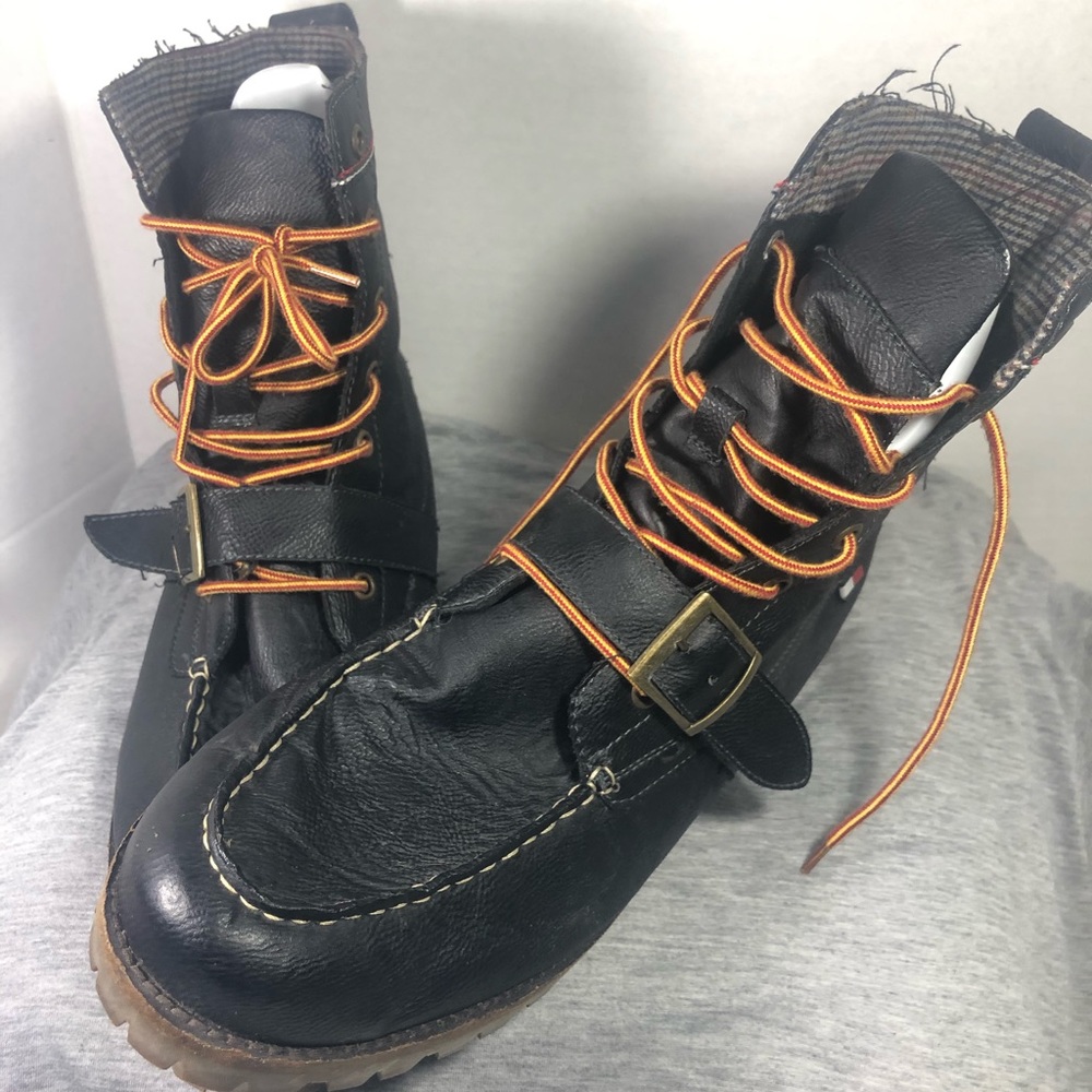Men's Rare Tommy Hilfiger Ankle Black Leather 13